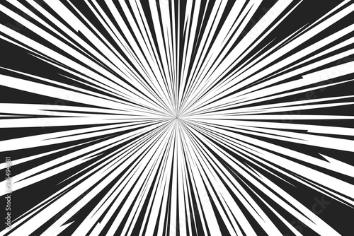 Comic book black and white speed lines background.
