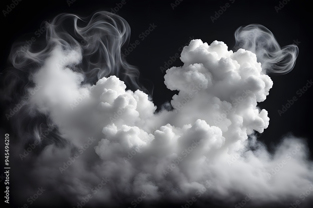 Naklejka premium A close up of smoke tendrils twisting and turning in a complex intricate pattern on a black background, AI Generated