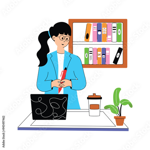 School principal flat illustration, ready for premium use