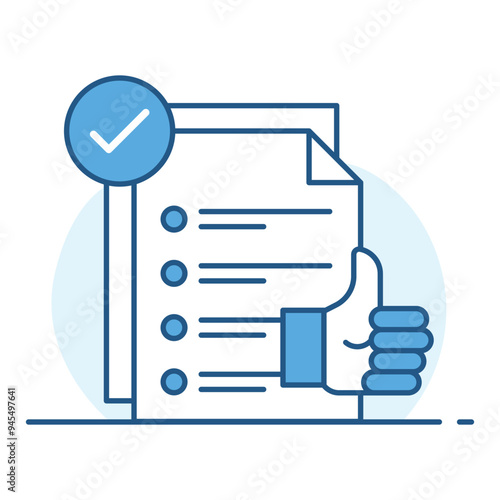 Blue Acceptance Icon, approval, agreement. Signifies acceptance, approval, and mutual agreement. Icon for web and mobile app.