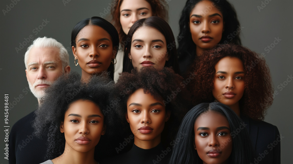 A group portrait featuring models of various skin tones, ages, genders, and body types, celebrating the diversity of beauty. A group portrait featuring models of various skin tones, ages, genders, and body types, celebrating the diversity of beauty.