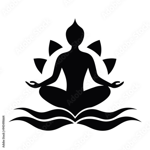  Yoga logo with lotus vector illustration.
