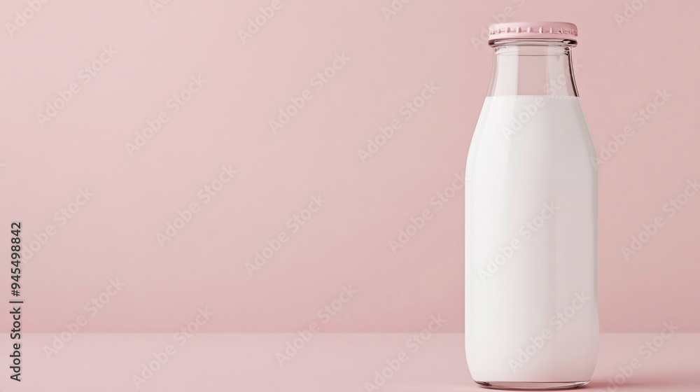 Milk Bottle on Pink. Milk Bottle on Pink.