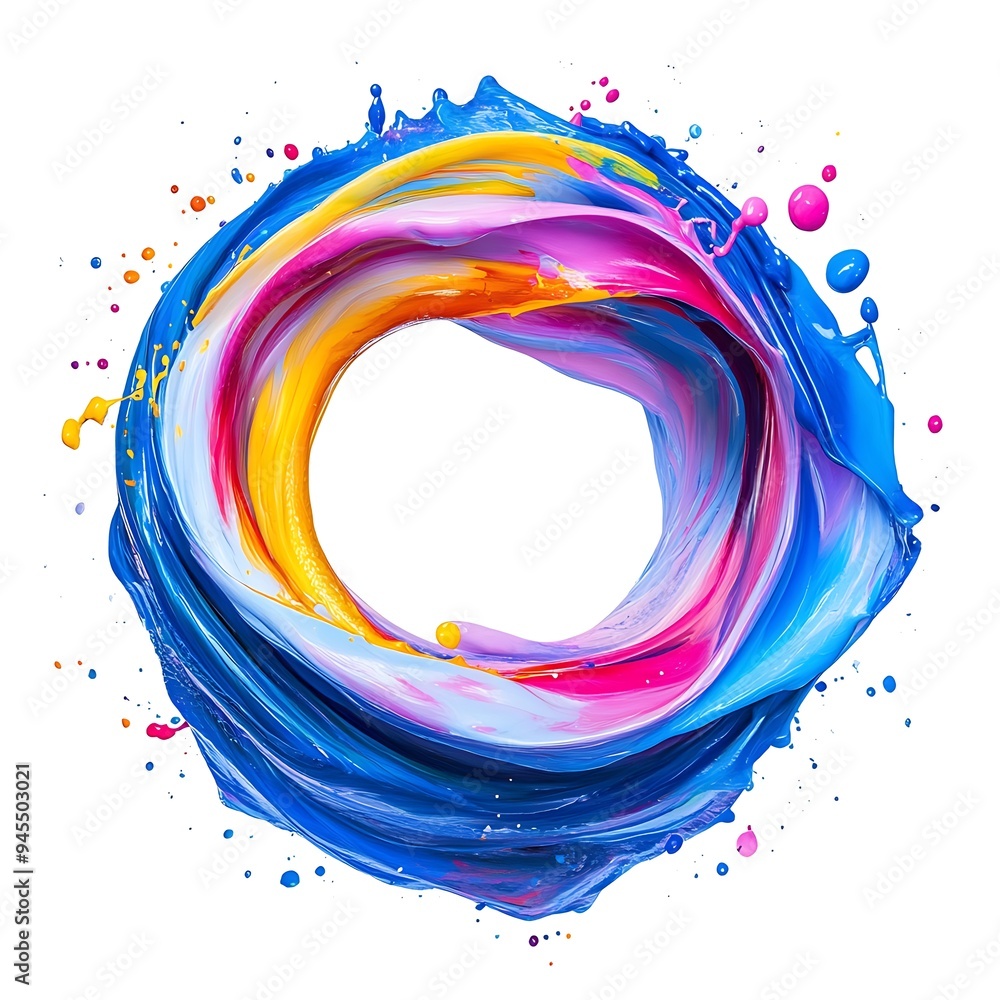Obraz premium A rainbow Colorful Paint splash of paint in a circle