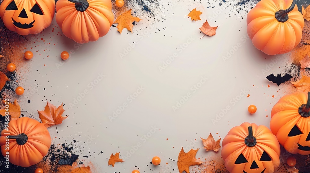 Clean Halloween-themed background with cute elements, soft colors and clear copy space. Generative AI. Clean Halloween-themed background with cute elements, soft colors and clear copy space. Generative AI.