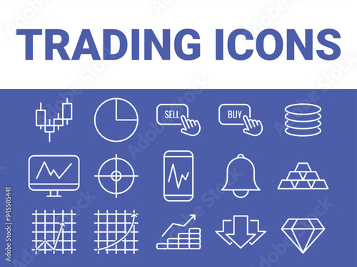 Trading icon vector. Trade icons set. Chart and Diagram Line Icons