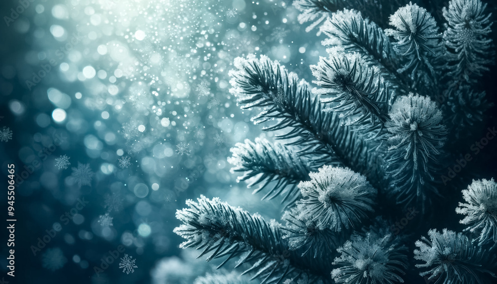 Fresh Snow Dusting Enhances the Delicate Details of an Evergreen in Macro View Fresh Snow Dusting Enhances the Delicate Details of an Evergreen in Macro View