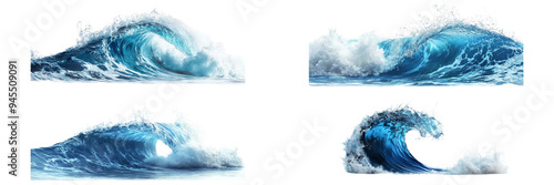 set large wave in the ocean, isolated on a white background photo