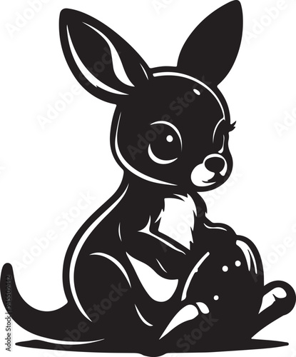 cute baby kangaroo (Joey) vector silhouette