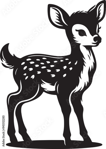 cute fawn (Baby Deer) vector silhouette.
