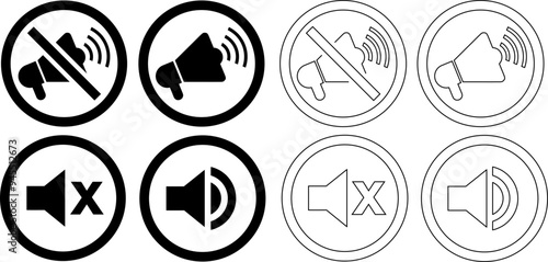 sound vector art, do not disturb sign, no sound line icon, no sound line.eps