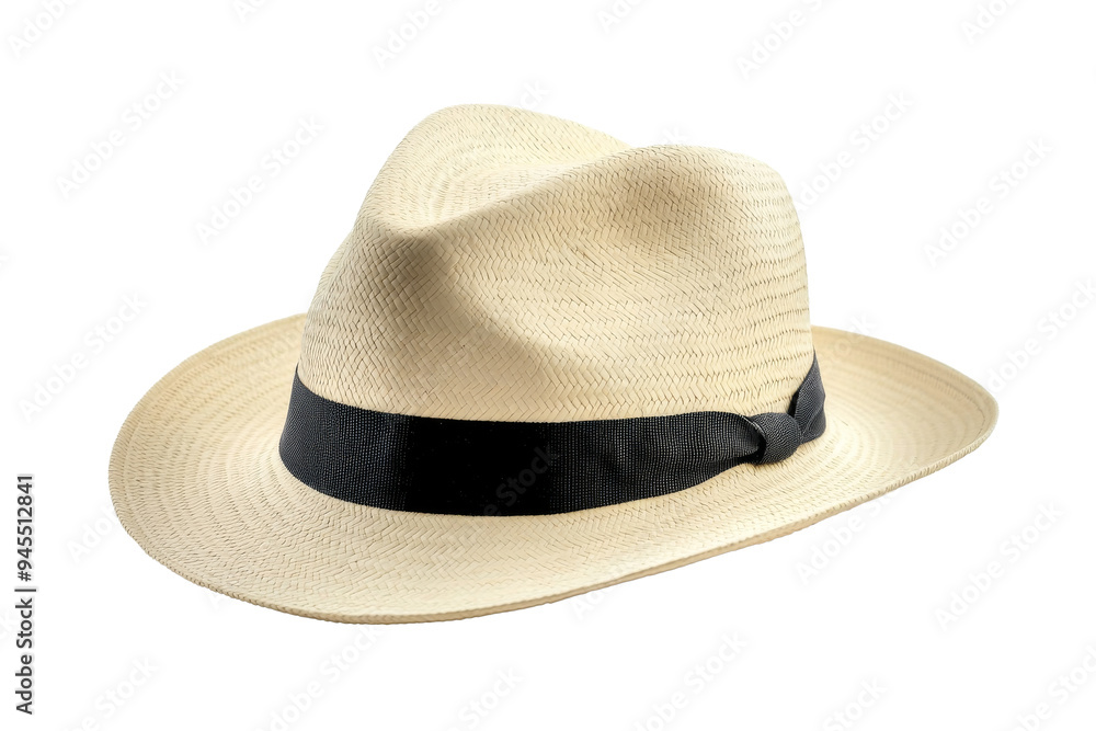 Single Panama hat with a ribbon isolated on transparent background. Single Panama hat with a ribbon isolated on transparent background.