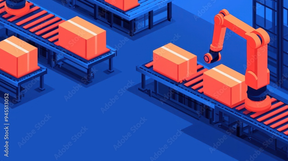 Factory floor filled with conveyor belts and robotic arms assembling household appliances, appliance assembly, mass production Factory floor filled with conveyor belts and robotic arms assembling household appliances, appliance assembly, mass production