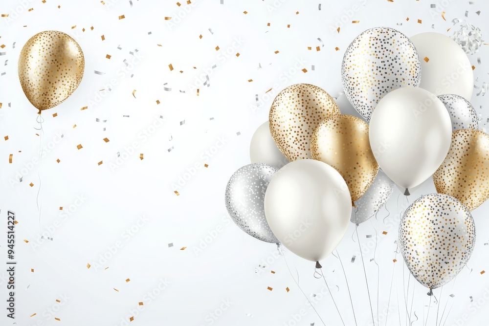 Fototapeta premium 3D realistic white, gold, and brown balloon backgrounds