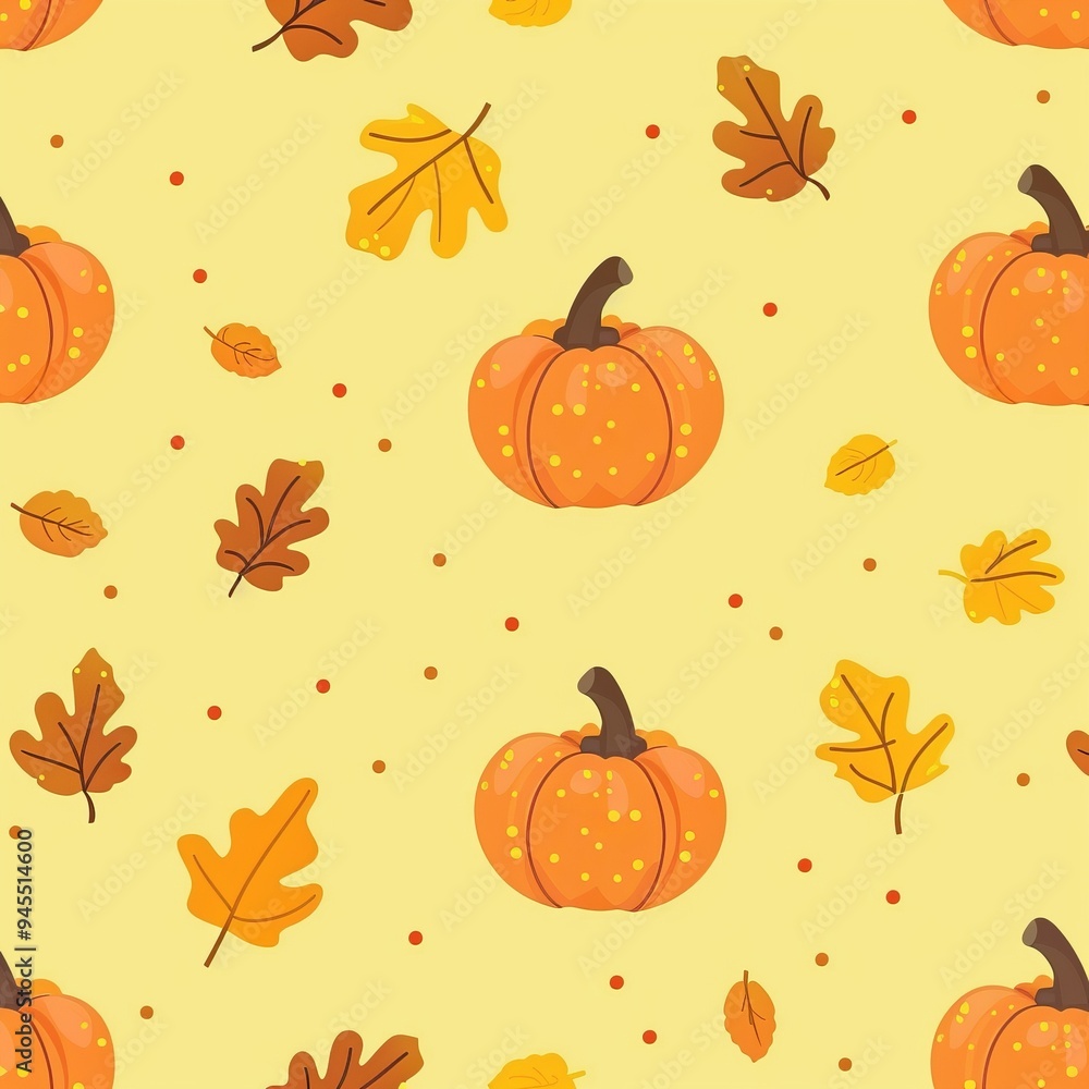 Naklejka premium Pumpkin and maple leaf patterns