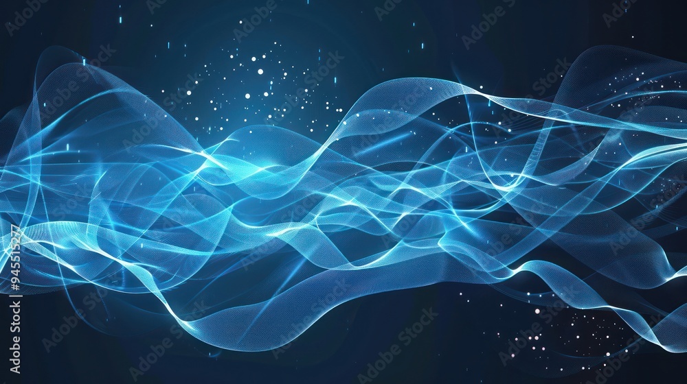 Fototapeta premium Abstract Blue Waves with Sparkles