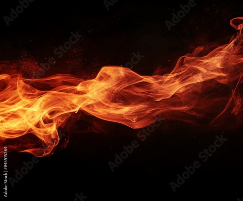 Fiery flames isolated on a black background