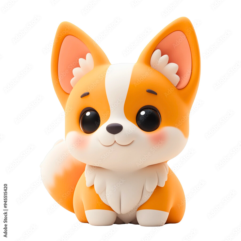 3D render adorable fluffy cartoon orange corgi puppy on transparent background. 3D render adorable fluffy cartoon orange corgi puppy on transparent background.