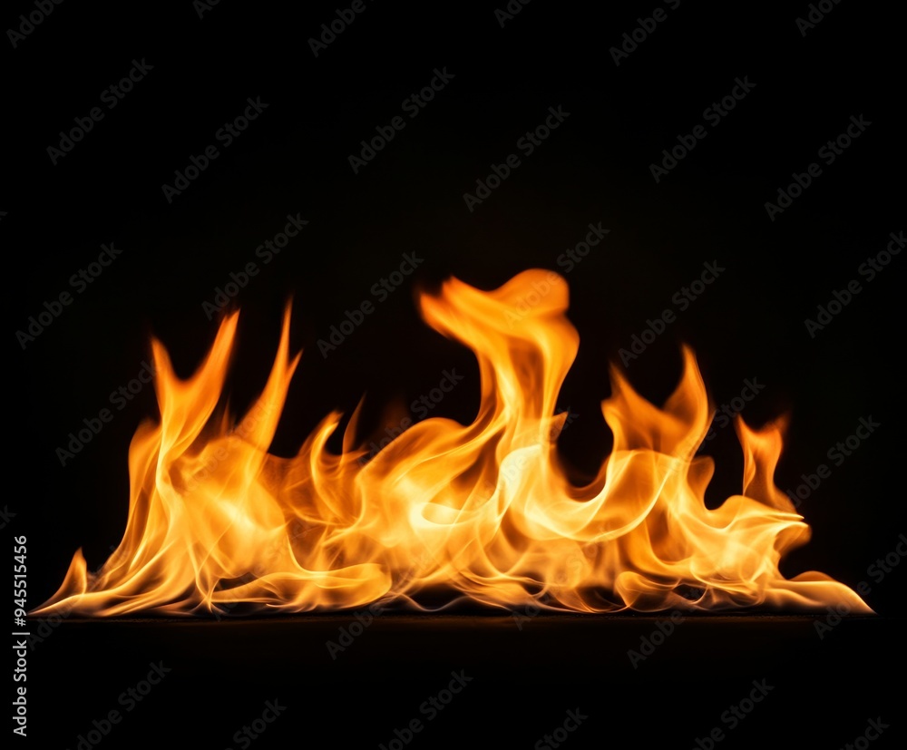 Fiery flames isolated on a black background Fiery flames isolated on a black background