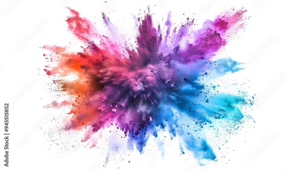 Explosion of coloured powder isolated on white background. Explosion of coloured powder isolated on white background.
