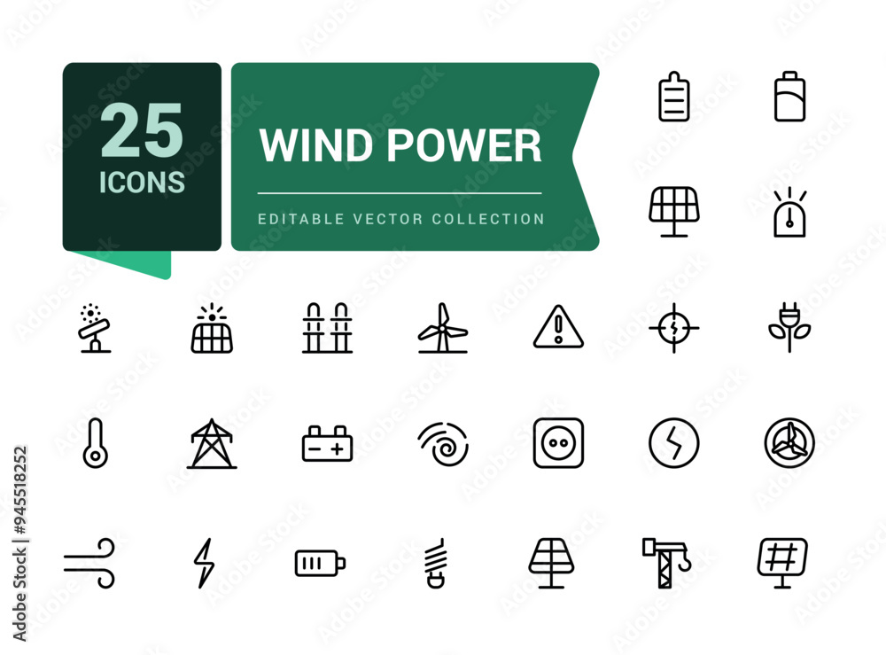 Wind turbine and power related icons. Pixel perfect, minimalistic web and UI icon. Outline icon collections. Editable vector illustration. Wind turbine and power related icons. Pixel perfect, minimalistic web and UI icon. Outline icon collections. Editable vector illustration.
