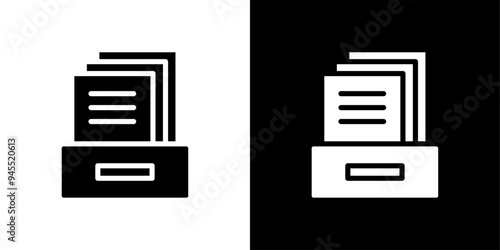 Archival box with documents icon logo set vector