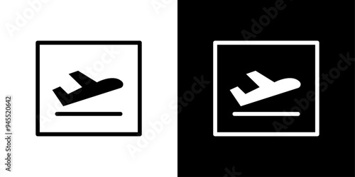 Arrivals plane icon logo set vector