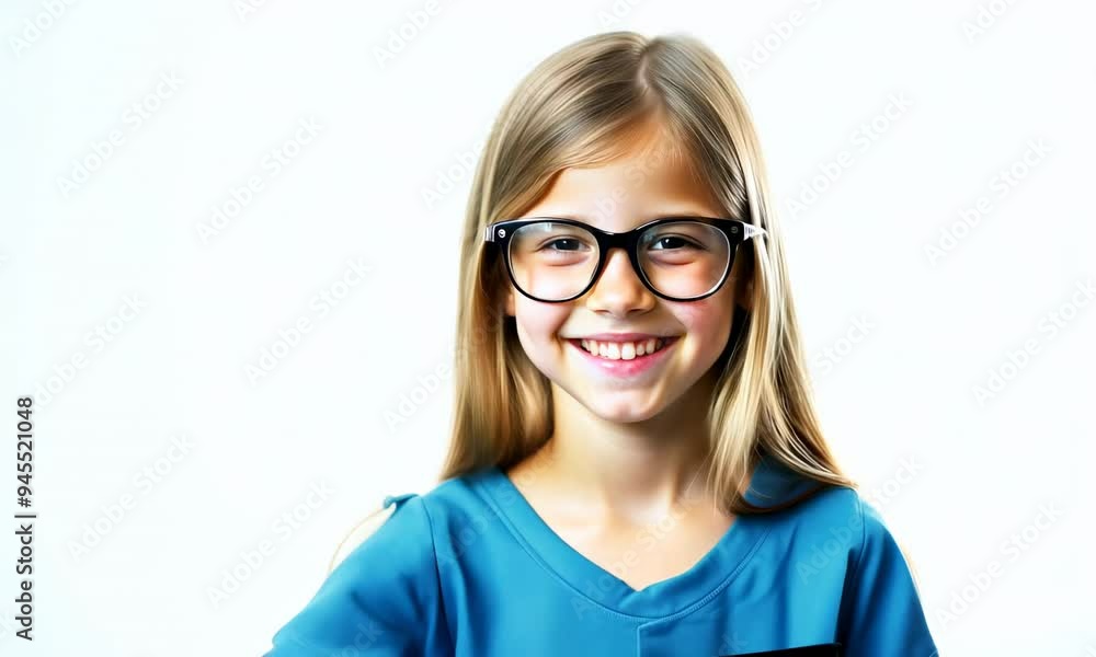 girl in glasses in uniform smiles widely and shows thumb up with both hands girl in glasses in uniform smiles widely and shows thumb up with both hands