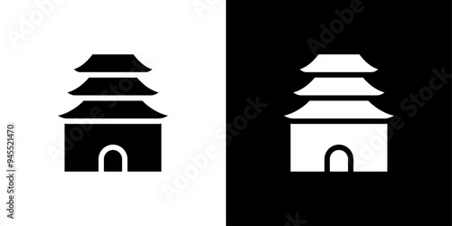 Chinese temple icon logo set vector