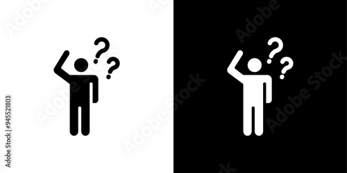 Confusing man icon logo set vector