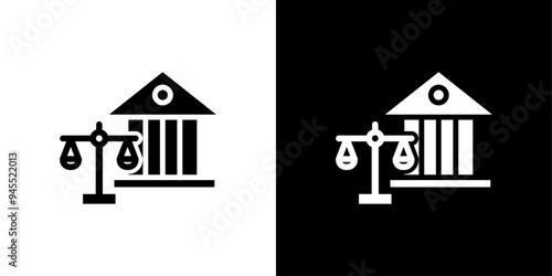 Court judgement icon logo set vector