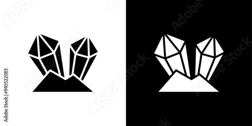 crystal prism icon logo set vector