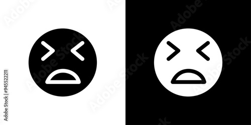 Desperate emoji icon logo set vector