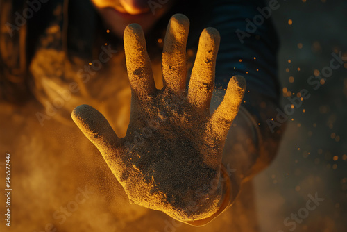 palm hand in the sand