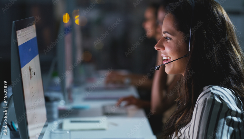 © peopleimages.com - Business woman, computer and talking in call center for contact us, help and online advice in office. Customer service agent, pc and multilingual support for language translation, smile and web chat © peopleimages.com - Business woman, computer and talking in call center for contact us, help and online advice in office. Customer service agent, pc and multilingual support for language translation, smile and web chat