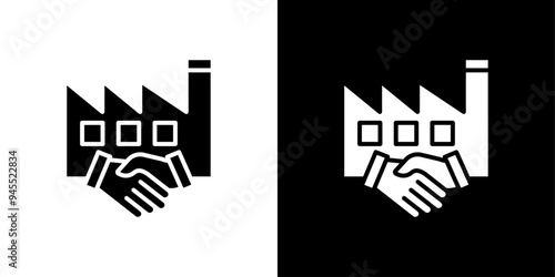 Factory deal icon logo set vector