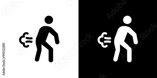 Farting icon logo set vector