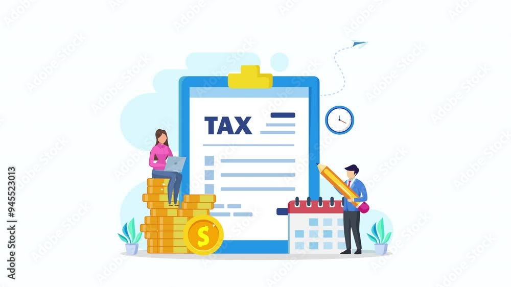 Online Tax Payment, pay season, tax time Concept. 2d video animation 4k clip. Online Tax Payment, pay season, tax time Concept. 2d video animation 4k clip.