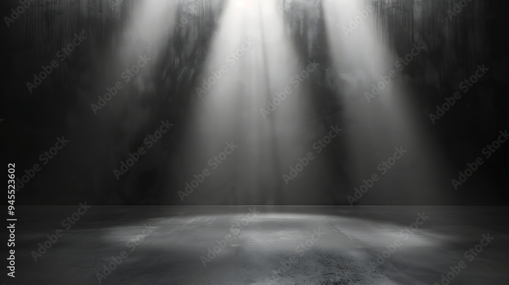 Spotlight in the dark room with concrete floor. Spotlight in the dark room with concrete floor.