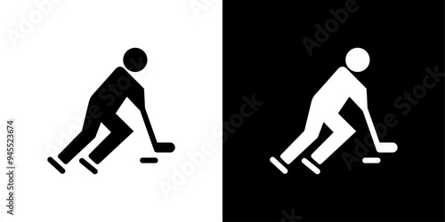 Canvas Print Hockey player icon logo set vector