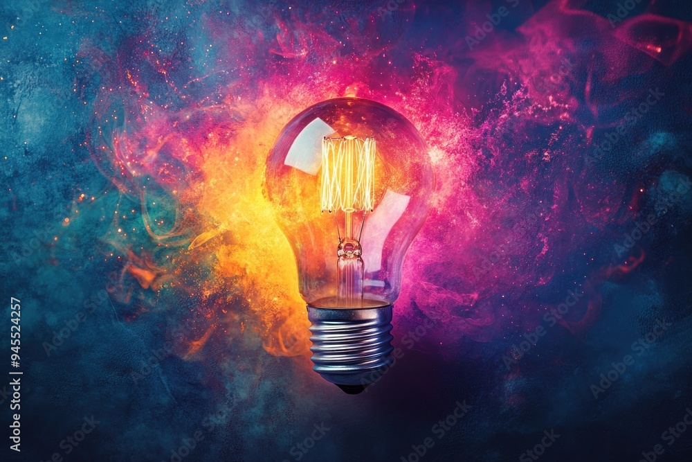 Light Bulb Surrounded by Colorful Abstract Smoke Light Bulb Surrounded by Colorful Abstract Smoke