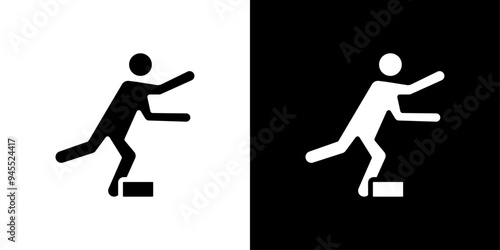 Man tripping icon logo set vector