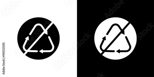 Non Recyclable icon logo set vector