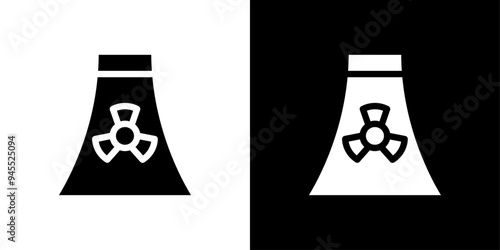 Nuclear power plant icon logo set vector