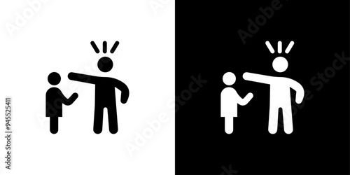 Parents scolding child icon logo set vector