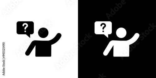 Person asking question icon logo set vector
