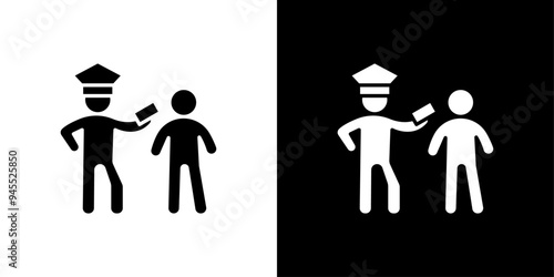 Police officer giving fine icon logo set vector