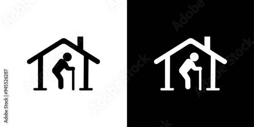 Retirement home icon logo set vector