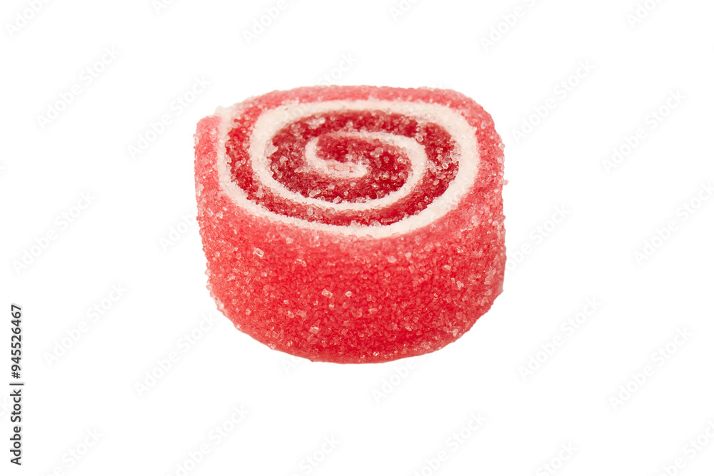 Jelly sweet candy roll isolated on a white background. Marmalade candy. Jelly sweet candy roll isolated on a white background. Marmalade candy.