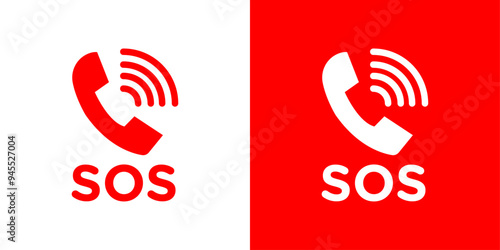 SOS Emergency icon logo set vector